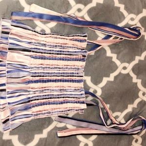 this is a summer tie shoulder multi color crop top